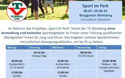 Heute startet der TV Blomberg mit Sport im Park