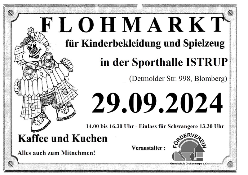 Anmeldung zum Flohmarkt in der Mehrzweckhalle Istrup