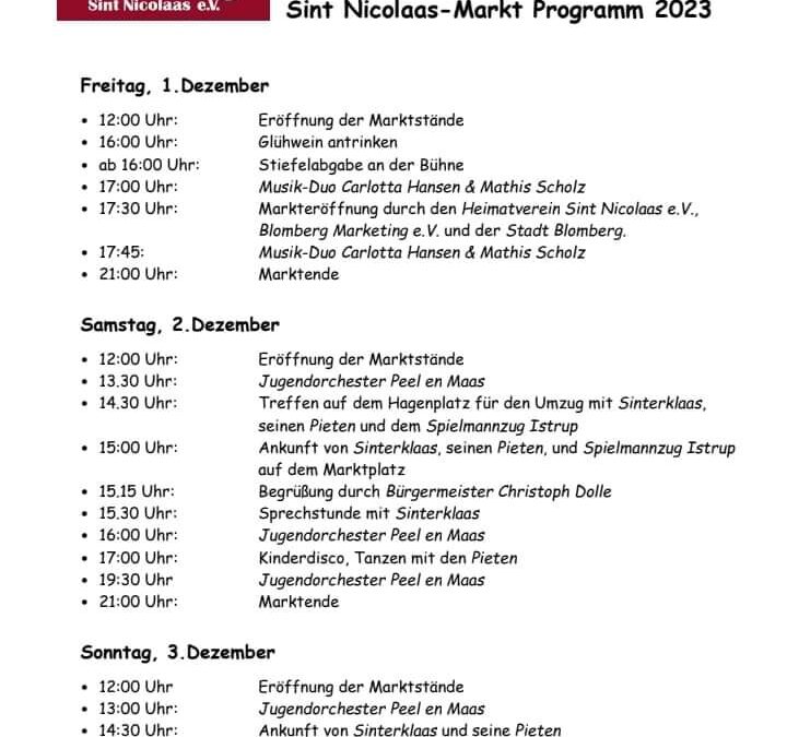 Programm zum Sint Nicolaas Markt