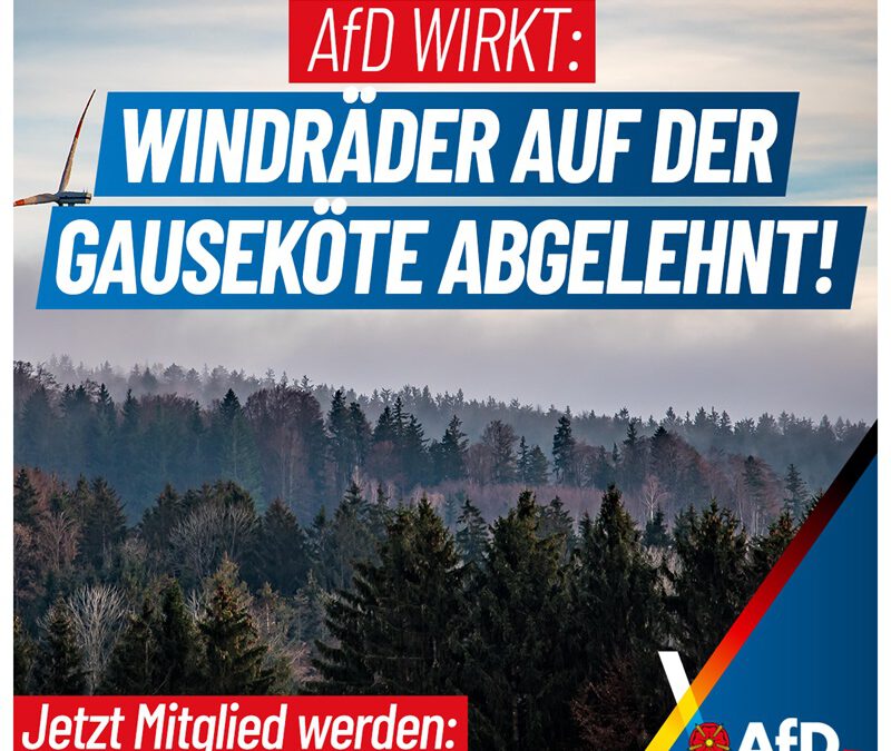 Windräder auf der Gauseköte abgelehnt – AfD Lippe sieht Erfolg ihres Einsatzes