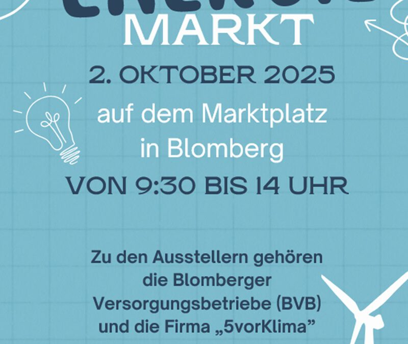 Energiemarkt am 2. Oktober auf dem Blomberger Marktplatz – Wochenmarkt wird vorverlegt