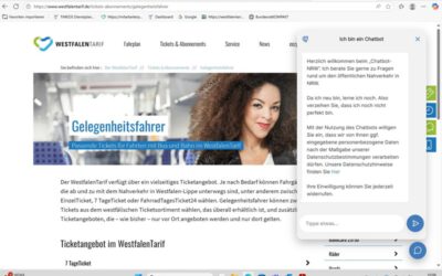 Service-Chat NRW: Jetzt mit KI-Funktionen auf westfalentarif.de nutzbar