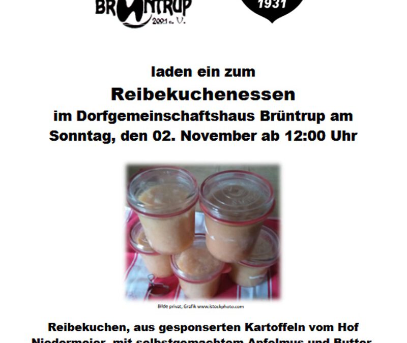 Reibekuchenessen im Dorfgemeinschaftshaus Brüntrup