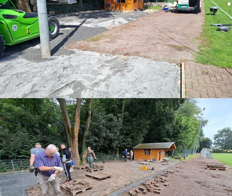 Pflasteraktion auf dem Donoper Sportplatz