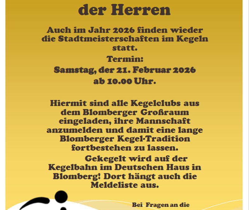 Kegelclub „Zero Boys“ lädt zur Stadtmeisterschaft der Herren ein