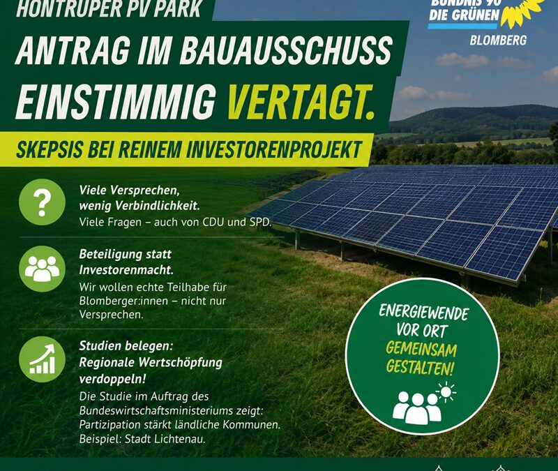 Für eine kommunale Beteiligung beim Höntruper Photovoltaik Park