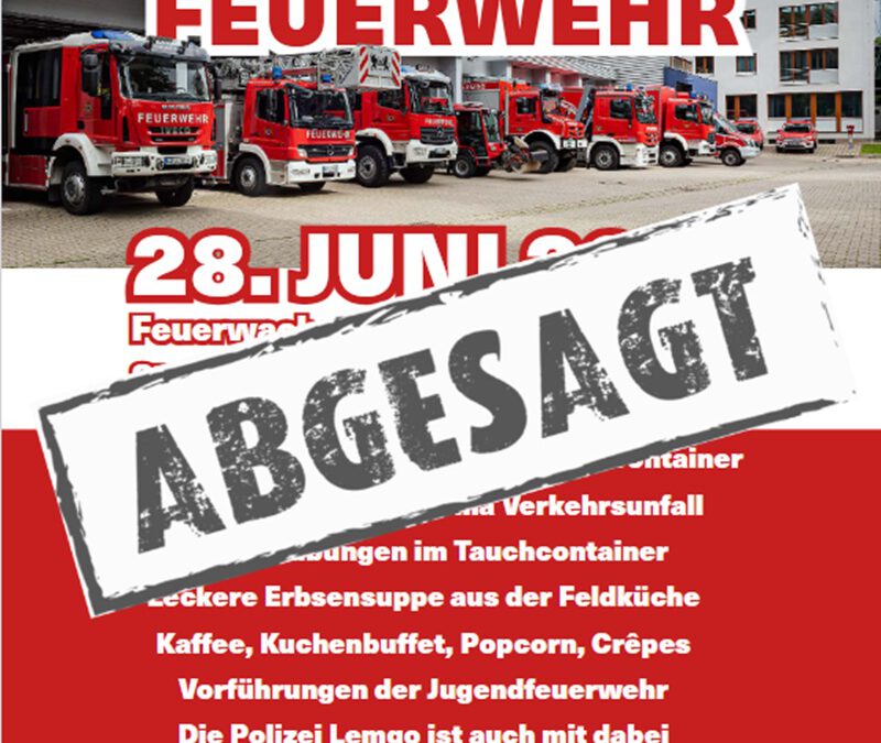 Tag der Feuerwehr abgesagt