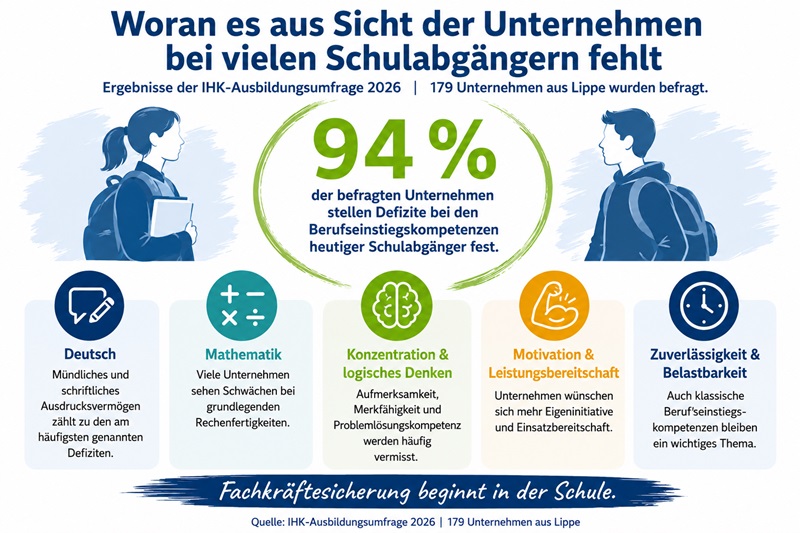 IHK-Ausbildungsumfrage zeigt Handlungsbedarf bei Berufseinstiegskompetenzen